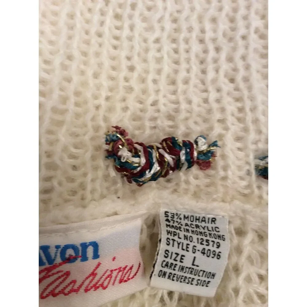 Vintage Avon Funnel Neck Soft Sweater Large L Mohair Knit 80s Oversized SOFT